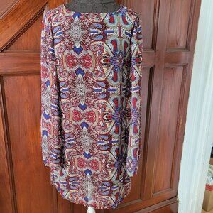 Vintage-Inspired Long Sleeve Patterned Dress By Fire Los Angeles Size M